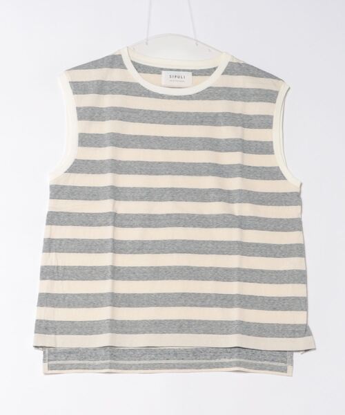 タンクトップ ノースリーブ Graph Border Jersey タンクトップ レディース SIPULI タンクトップ ノースリーブ Graph Border Jersey