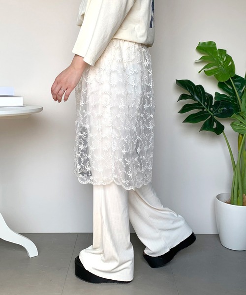CRB パンツ レーススカートレイヤードパンツ レディース : ZOZOTOWN 