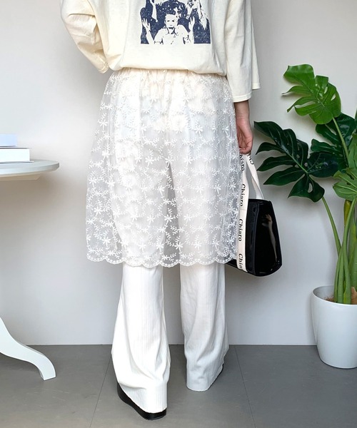 CRB パンツ レーススカートレイヤードパンツ レディース