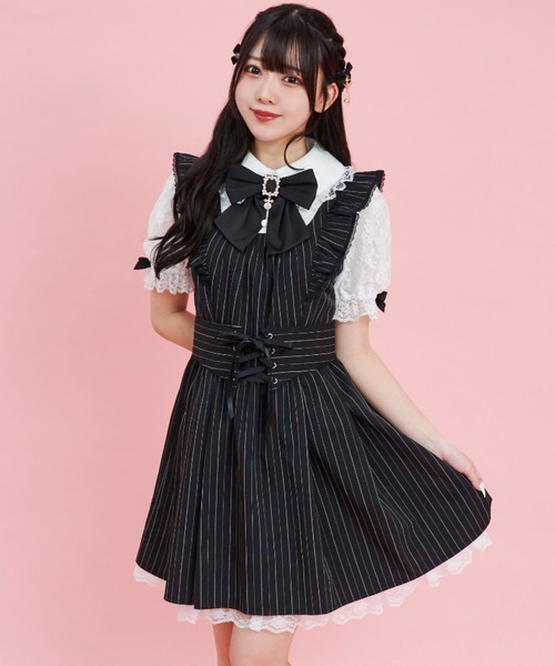 ワンピース レース半袖ドッキングワンピース レディース : 83239596  