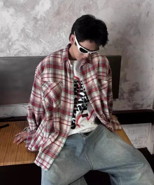 B.R.U シャツ カラー長袖チェックシャツ メンズ レディース : ZOZOTOWN