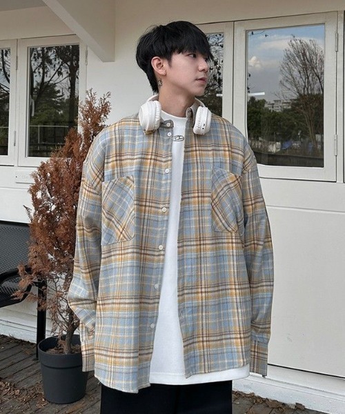 B.R.U シャツ カラー長袖チェックシャツ メンズ レディース : ZOZOTOWN