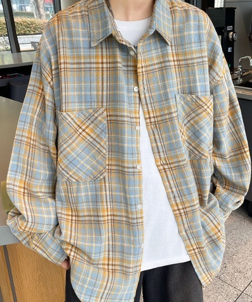 【RAB】ゾマやかじゃない! 長袖チェックシャツ Lサイズ B.R.U シャツ カラー長袖チェックシャツ/冷房対策 メンズ レディース