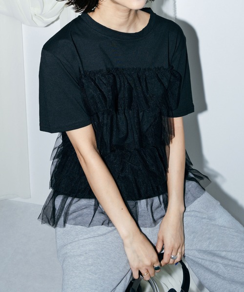 tシャツ チュールドッキングT レディース