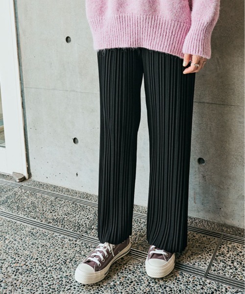 パンツ セルフカット アコーディオン プリーツ ワイドパンツ