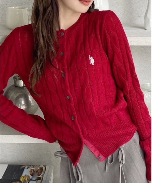 カーディガン 「U.S. POLO ASSN. Ada.別注/ユーエスポロアッスン」ケーブルニットカーディガン レディース U.S. POLO ASSN. カーディガン 「U.S. Ada.別注/ユーエスポロ