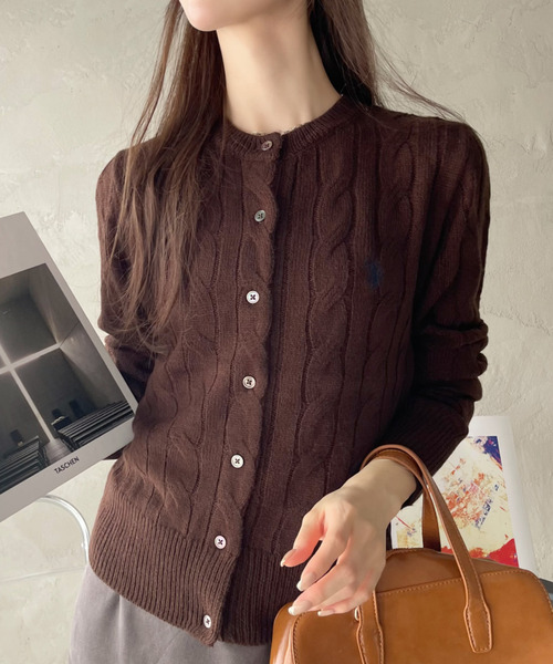 【美品】POLO ケーブルニットカーディガン Mサイズ相当 U.S. POLO ASSN.（ユーエスポロアッスン） カーディガン 「U.S. POLO