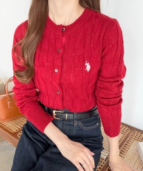 【美品】POLO ケーブルニットカーディガン Mサイズ相当 U.S. POLO ASSN.（ユーエスポロアッスン） カーディガン 「26SS新色
