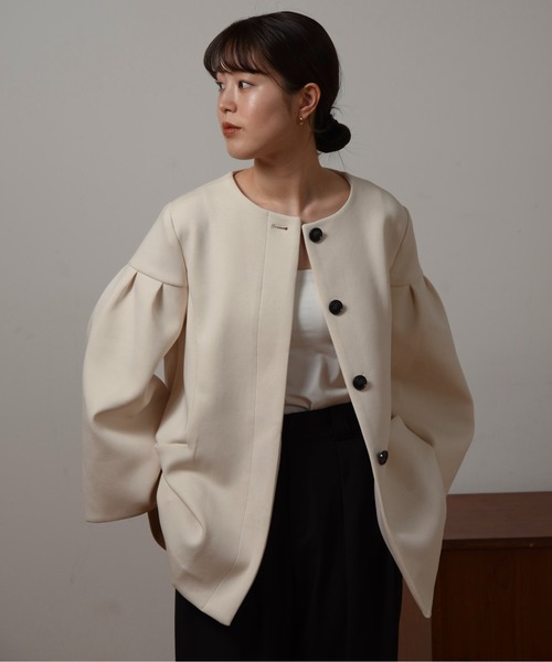I_am ジャケット ノーカラージャケット no collar sleeve flare