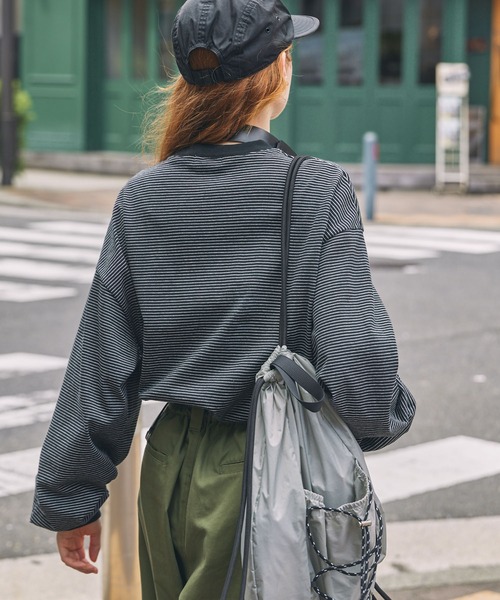 tシャツ ナンバリング刺繍 オーバーサイズ ボーダー ロンTee