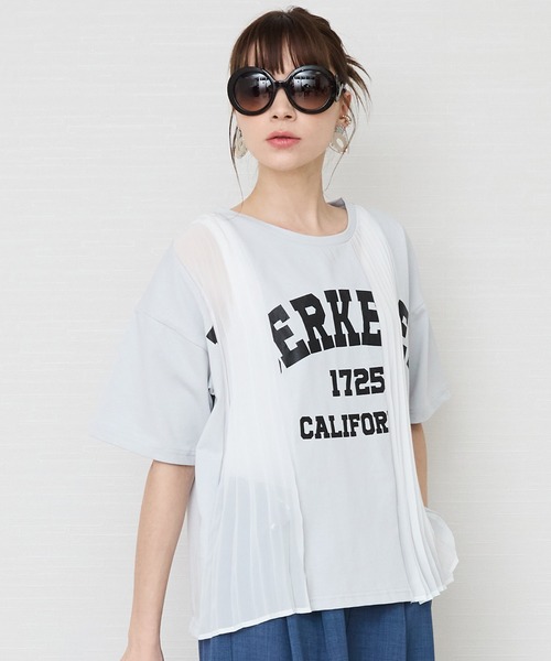 tシャツ 「FONT LAB」プリーツリメイク ロゴTシャツ レディース