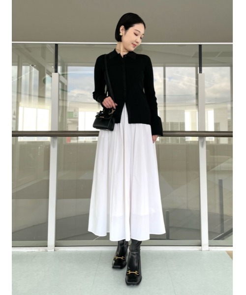 Mila Owen ポロ衿ニットタックギャザースカートコーデ SET ワンピース