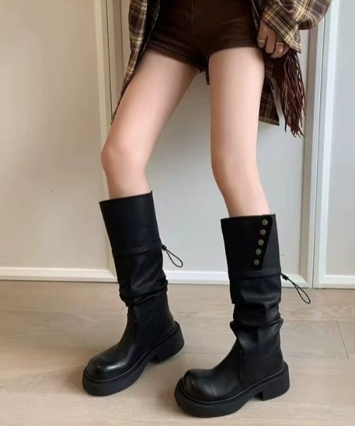 【COBRA】未使用　ブラウン茶　リブニット/ストラップ付きロングブーツ 38 Sibra ブーツ 2WAY ロングブーツ レディース : ZOZOTOWN Yahoo