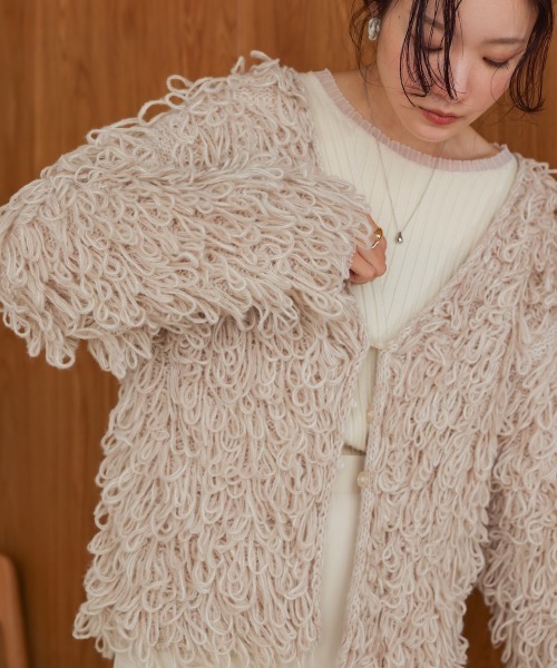 BAB カーディガン ループ編みニットカーディガン レディース