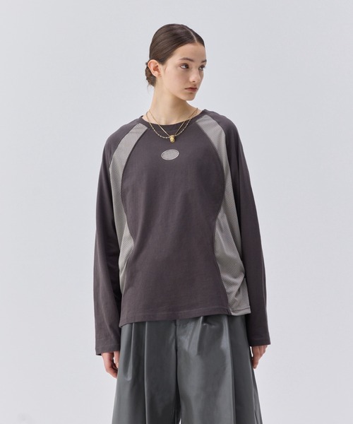 soerte tシャツ MESH PANEL LONG SLEEVE TEE / メッシュ切り替え
