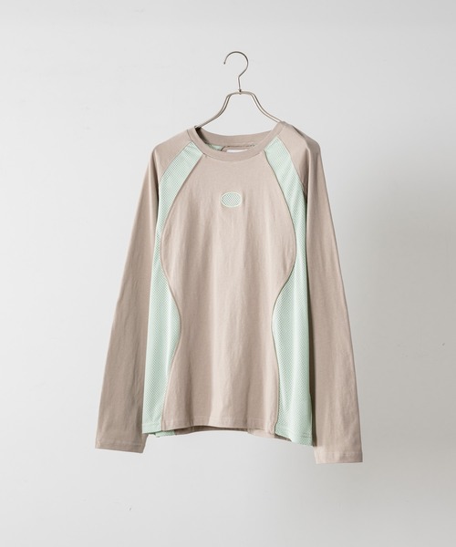 soerte メッシュ切り替えロングスリーブT サイズ3 グレー soerte tシャツ MESH PANEL LONG SLEEVE TEE / メッシュ切り替え