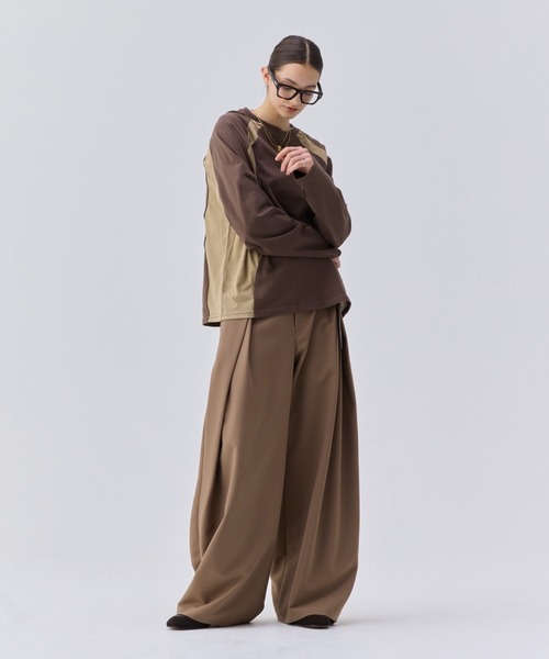 soerte ソエルテ サイズ2 メッシュ切り替えロングスリーブT soerte tシャツ MESH PANEL LONG SLEEVE TEE / メッシュ切り替え