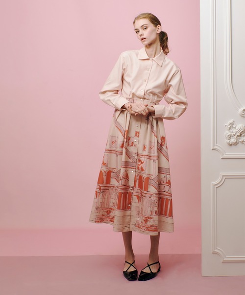 LOULOU WILLOUGHBY サテンフリルシャツワンピース　ワンピース 21251014130_639e94e9a2c3910380