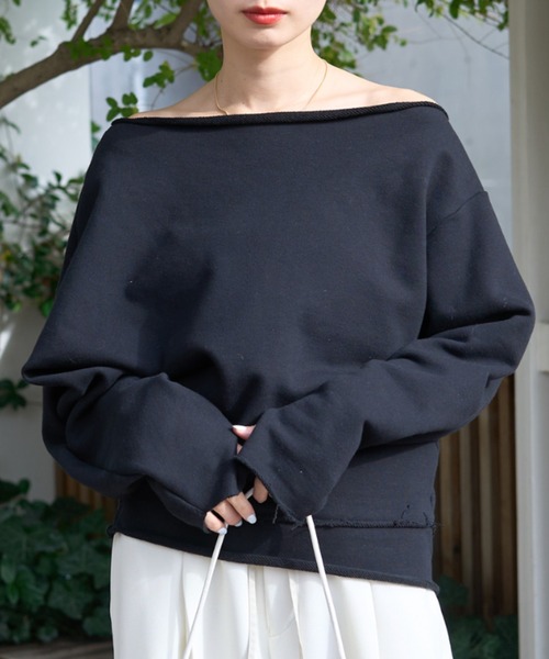 tシャツ オフショルスウェットプルオーバー レディース