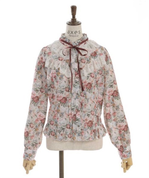 axes femme（アクシーズ ファム） ブラウス シャツ フラワーガーデン柄