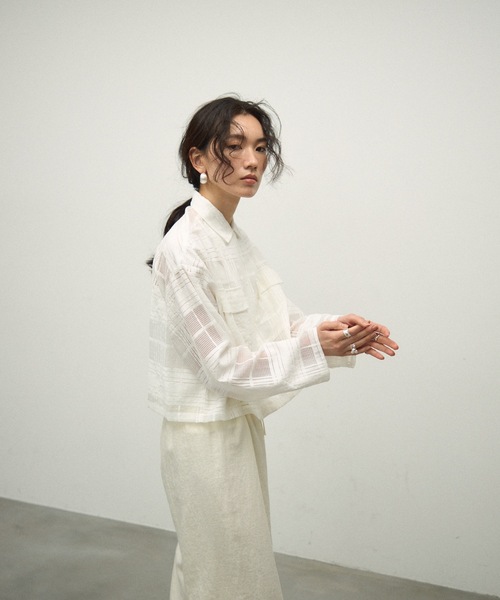 ブラウス シャツ CROPPED SHIRT レディース X-girl ブラウス シャツ FACE OPEN COLLAR CROPPED SHIRT