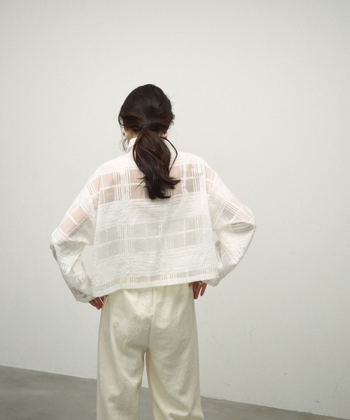 ブラウス シャツ Cropped check shirt「WOMEN」 レディース ブラウス シャツ See-through check cropped shirt / シースルー