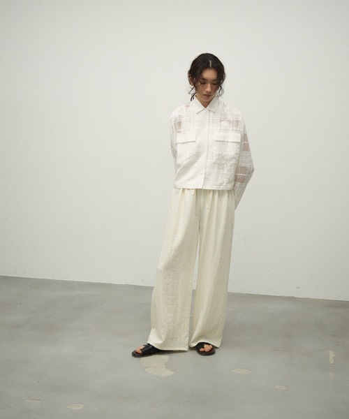 ブラウス シャツ See-through check cropped shirt / シースルー