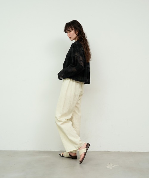 ブラウス シャツ CROPPED CHECK SHIRTS レディース メンズ ブラウス シャツ See-through check cropped shirt / シースルー