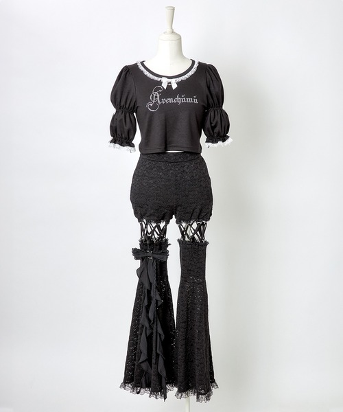 AVENCHUMU パンツ Open lace up flare pants レディース