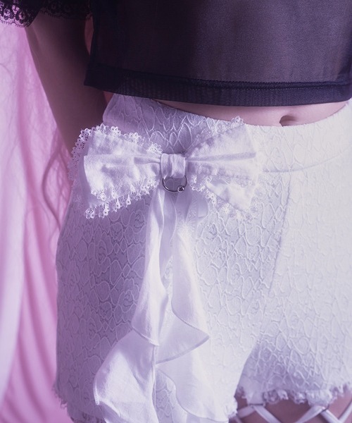 AVENCHUMU パンツ Open lace up lace flare pants レディース