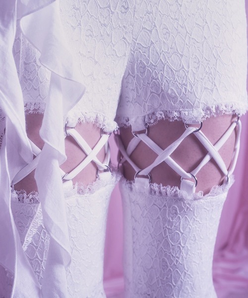 AVENCHUMU パンツ Open lace up lace flare pants レディース