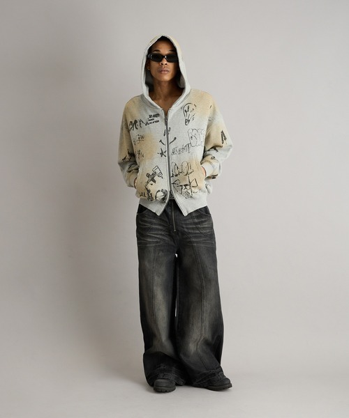 ANDER HUNK パーカー Grafiti Double Zip-up Parker