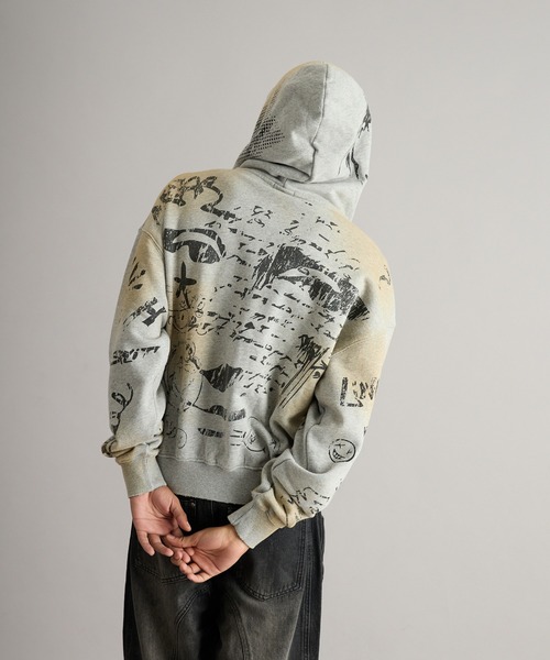 ANDER HUNK オーバーダイダブルジップアップパーカー　バーガンディー Overdyed Double Zip-up Parker/オーバーダイダブルジップアップ