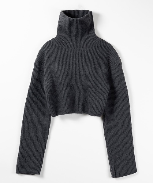 「me+em select」 タートルネックニット FREE レッドパープル レディース_画像5