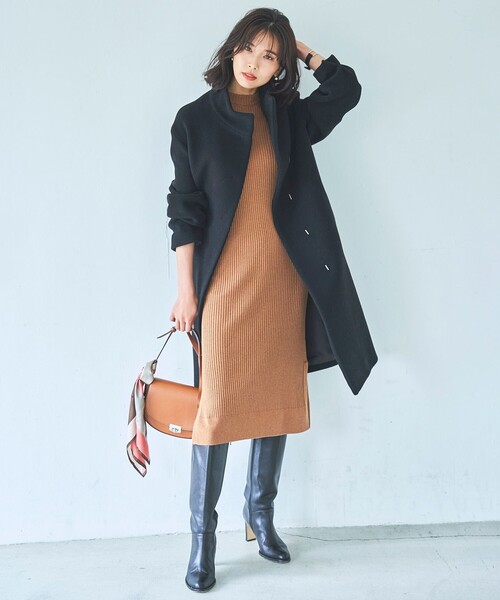 23区ニットワンピース　キャメル38 23区（ニジュウサンク） ニットワンピース 38 ブルー レディース