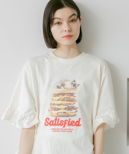 フリルアソートキャットＴシャツ　ニコアンド niko and… tシャツ フリルアソートキャットTシャツ レディース