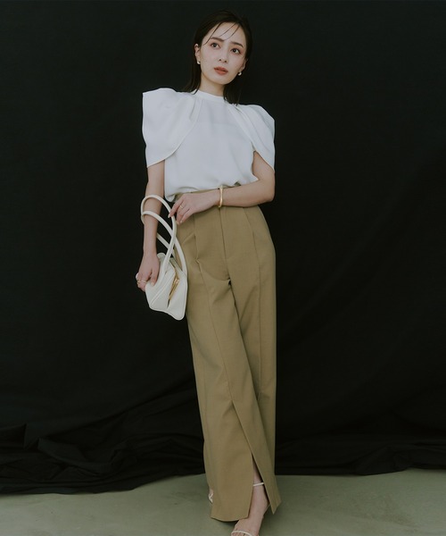 anuans パンツ センタースリットワイドパンツ レディース