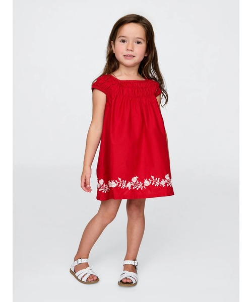 GAP ワンピース スモッキングギャザー パフスリーブ (幼児