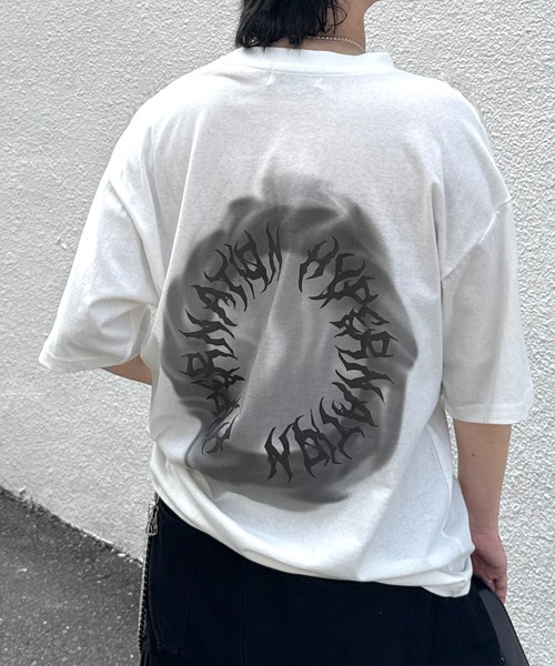 tシャツ ボックスシルエット グランジ風 Y2Kモチーフ 韓国風 バック