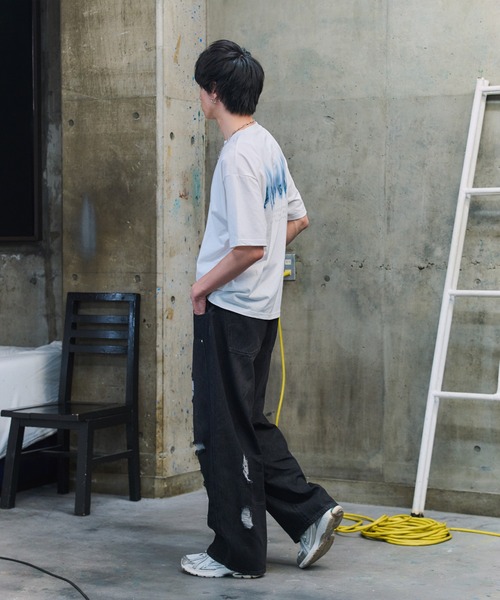 tシャツ ボックスシルエット グランジ風 Y2Kモチーフ 韓国風 バック