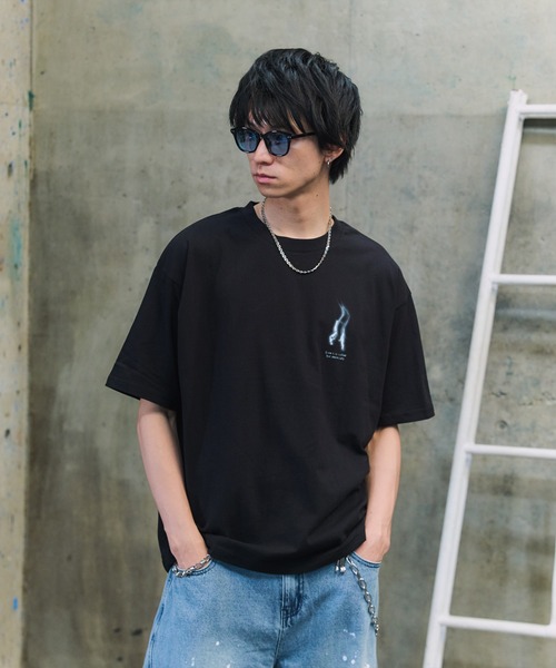 tシャツ ボックスシルエット グランジ風 Y2Kモチーフ 韓国風 バック