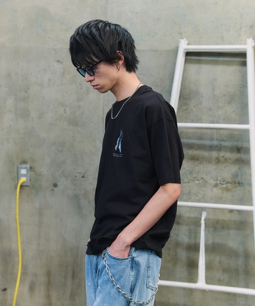 tシャツ ボックスシルエット グランジ風 Y2Kモチーフ 韓国風 バック