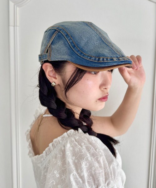 SOLLON.（ソルロン） 帽子 ベレー帽 ヴィンテージライクデニム 