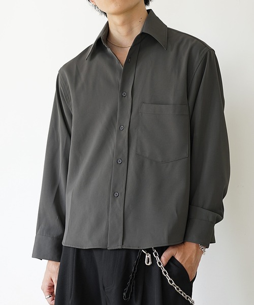 新品定価17,500円minuitere メンズ 襟付きショートスリーブシャツL MinoriTY シャツ 「MinoriTY」エアリードレープショート丈ロング