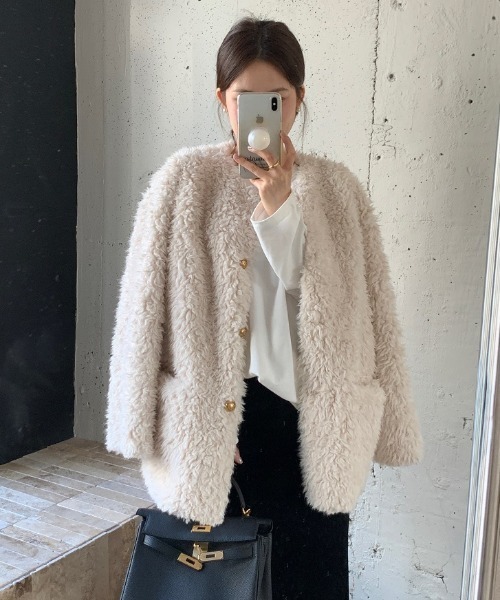 N.s ノーカラージャケット FREE アイボリー レディース : ZOZOTOWN