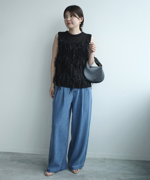 SLOBE IENA ニット セーター Ritto/リット カットフリンジジレ