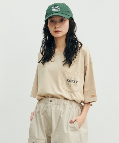 「KELTY」 半袖Tシャツ M ベージュ メンズ