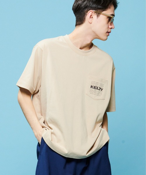 「KELTY」 半袖Tシャツ M ベージュ メンズ