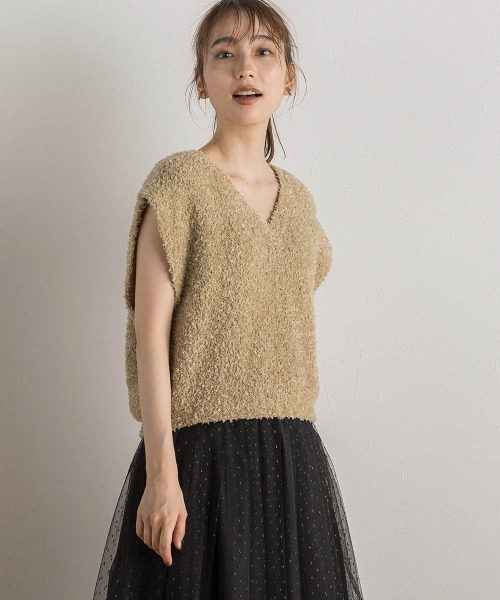 「Droite lautreamont」 Vネックニット M ベージュ レディース_画像7