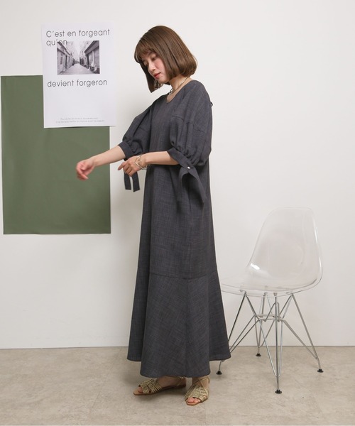 専用！！ 人気作家様＊インスタ＊リネン＊ワンピース palm RICHE（ポームリシュ） ワンピース リネンライクロングカフス